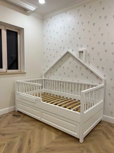 House Shape Kids Bed Wooden Toddler Bed With Railens and Storage <b>Drawer</b> Custom Color for <b>Nursery</b> Room - Product Image 2