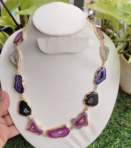 Druzy ágata collar de oro esterlina joyería de piedras preciosas naturales de alta calidad de la India - Product Image 1