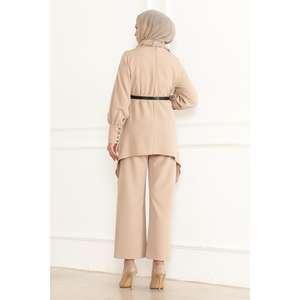 Conjunto Informal Beige MSW19001-5, Top Largo Midi Detallado, Tallas 3XL y 2XL, Tela con Decoración Estampada - Product Image 4