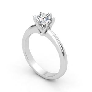 Anillo de compromiso solitario de diamante cultivado en laboratorio de oro sólido, joyería fina chapada en rodio de seis puntas clásica personalizada para fiestas de bodas - Product Image 1