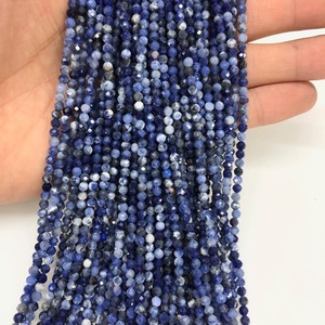 Cuentas de Piedra Sodalita Azul Natural Facetadas Redondas de 3mm 4mm para Fabricación de Joyas, 15'' de Longitud, Gemas Mehrajudin Modelo MG-NU467 - Product Image 2