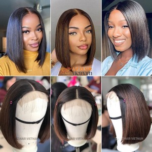 Straight <b>Wigs</b> Vietnamese Human Hair Natural Black, <b>Brown</b> Tip Raw Human Hair Extensions For Women - Product Image 6