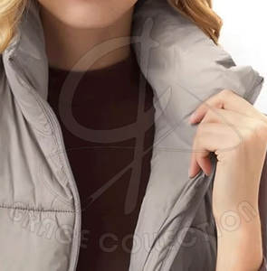 Chaleco acolchado recortado a la moda, de poliéster 100% Material, chalecos acolchados de invierno con cuello levantado para mujer con etiqueta privada - Product Image 5