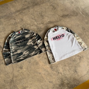 Custom Manufacturer Men's Waffle Thermal 100% Cotton Long Sleeve T-Shirt <b>Camouflage</b> Pattern Streetwear Style Silk Screen Printed - Product Image 4