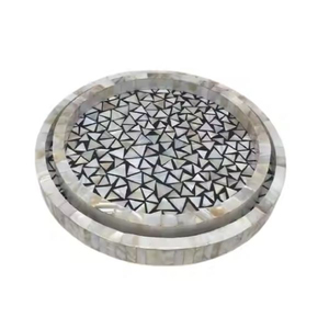 Bandeja de servir de diseño vintage, platos de madera con madre de perla, platos de comida para restaurante y hogar más vendidos - Product Image 1