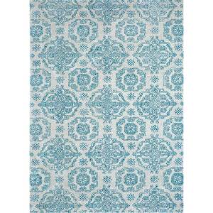 Tapis de salon classique Imara Blue Classic Tra-13520 en laine tuftée à la main, motif losanges rectangulaires de 10 mm, viscose, pour couloir - Product Image 1