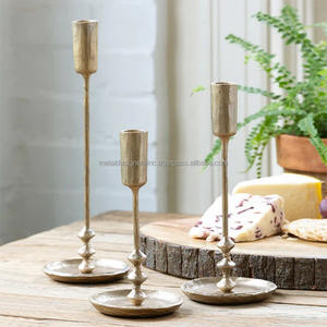 Candelabro de Metal de hierro forjado dorado antiguo con Base de diseño de cuenco, soporte cónico Colonial para decoración del hogar para Navidad - Product Image 2