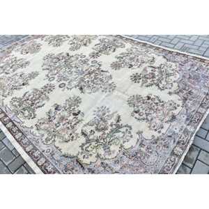 Tapis de 7,1 x 12,6 pieds, tapis turc vintage surdimensionné, tapis en laine blanche - Product Image 4