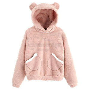 Super Selling Women's Breathable <b>Hoodie</b> Custom Logo Printing Woven Fabric Crew Neck with <b>Fur</b> Long Length Regular Fit Sweatshirt - Product Image 1