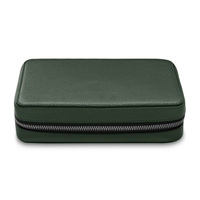 ADORA Boîte de rangement de voyage en cuir PU de haute qualité avec boucle pour stylo et compatibilité souris/USB, fermeture éclair, vert, personnalisable