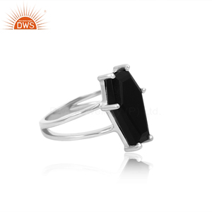 Best Quality Sterling Silver Natural Black Onyx Gemstone Stackable Ring Demi Fine Jewelry for Women Gift for Her - Product Image 3