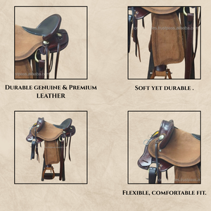 Selle demi-selle de qualité professionnelle en cuir véritable, design hybride alliant la stabilité western et le contact étroit anglais - Product Image 2