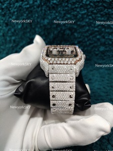 Reloj de estilo Hip Hop para hombre hecho a mano personalizado Iced Real Moissanite Diamond 40mm banda de acero inoxidable mecánico joyería de moda regalo - Product Image 5