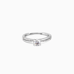 Luxury <b>Adjustable</b> <b>Silver</b> <b>Ring</b> for Women Cubic Zirconia Solitaire Open <b>Ring</b> Fashion Jewelry - Product Image 1