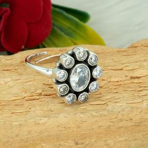 925 argent Sterling fait à la main bague de mariage zircon cubique bague réglable bijoux de mode cadeau pour les filles et les femmes R0357-GS - Product Image 1