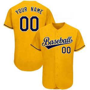 Vente en gros Maillots de baseball personnalisés unisexes Chemises à transfert thermique OEM brodées avec logo antibactérien 100% polyester - Product Image 3