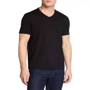 Biyobozunur pamuk erkek V boyun T Shirt baskı ile üstün pamuk kısa kollu T Shirt özelleştirmek desen erkek T Shirt