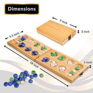 Vamanaguntalu 5-Pit juguete educativo indio tradicional hecho a mano clásico juego de Mancala de madera para todas las edades diversión familiar en interiores - Product Image 2