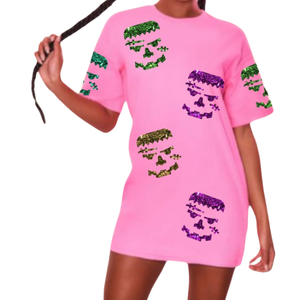 2024 usine décontracté Halloween effrayant et mignon femmes Midi robes en coton de qualité supérieure avec paillettes et motifs perlés - Product Image 4