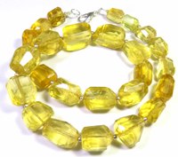 Collier de perles multiformes jaunes à facettes en quartz hydro-givré de haute qualité, 15 pouces
