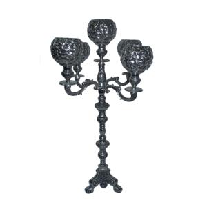 Candélabre en métal plaqué or, porte-bougie décoratif pour hôtel et jardin, support à 5 bras, idéal pour table de dîner d'hôtel de prestige - Product Image 4