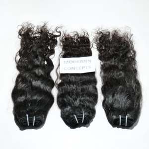 Raw Virgin 100%, máquina ondulada sin procesar, paquete de trama doble, extensiones de cabello humano de templo indio negro Natural - Product Image 1