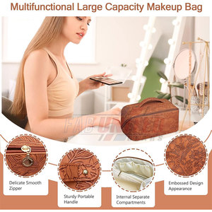 Fashionable Designer Style Multi-Purpose Durable PU Leather Pouch Bag with Zipper Closure Compartments for Women's Cards Keys - Product Image 4
