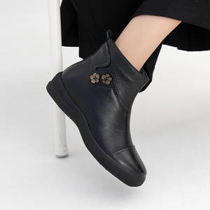 [JSHOE] Botines de Mujer de Piel de Vaca Genuina, Cómodos, Tacón Bajo de 3.5cm, Zapatos Casuales para Caminar - Product Image 4