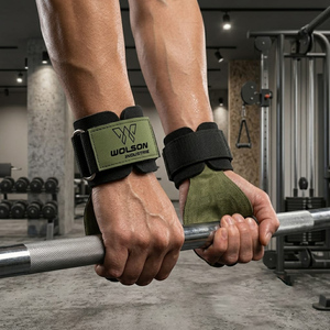 Heavy Duty Gym Lifting <b>Grips</b> with Adjustable Support for Weight Training, Bodybuilding and Professional Fitness Workouts - Product Image 3