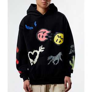 Moda 2025 100% algodón Puff estampado Sudadera con capucha hombres Street Wear Puff estampado Sudadera con capucha Heavy Puff estampado Sudadera con capucha a precio barato - Product Image 1