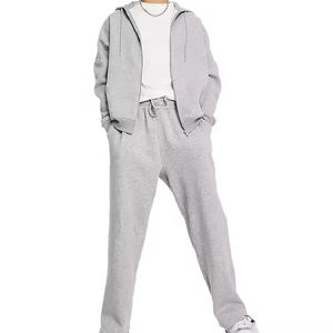 Conception personnalisée de haute qualité personnalisé confortable gris fermeture éclair survêtement survêtements Street-wear pantalons de survêtement et ensembles évasés à capuche - Product Image 1