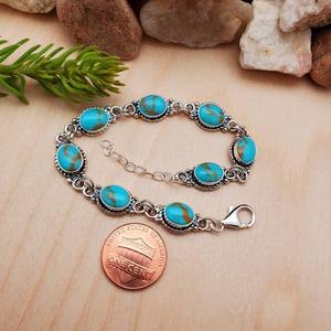 Turquoise <b>Gemstone</b> <b>Bracelet</b> Jewelry For Women Silver Boho Style Jewelry 925 Sterling Silver Trending Handmade <b>Bracelet</b> Gift For - Product Image 5
