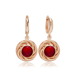 Dainty Rond Grenat Charm Design Dangle Boucles D'oreilles Turc À La Main En Gros 925 Bijoux En Argent Sterling - Product Image 3