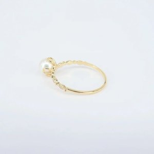 แหวนเงินสเตอร์ลิง8มม. ประดับมุกชุบทองอัญมณีสี925ของผู้หญิงที่สง่างามมีดีไซน์เพชรประดับไม่ซ้ำใคร - Product Image 2