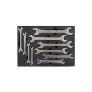 10-Piece Double <b>End</b> Wrench Set 6x7-24x27mm Chrome Alloy Steel Sponge <b>Bed</b> - Product Image 1