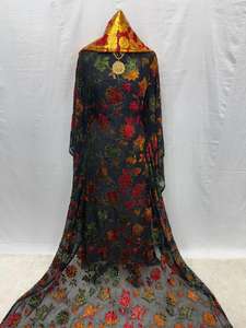 Robe longue classique ample pour femme, violette, parfumée, florale, gaufrée, brodée, respirante, en spandex, manches longues, printemps été automne hiver - Product Image 4