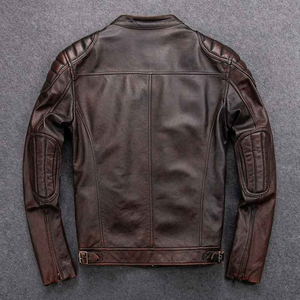 Chaqueta de cuero personalizada para hombre, chaqueta de cuero de talla grande de piel de oveja auténtica 2025 - Product Image 2