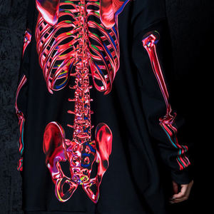 Streetwear logotipo personalizado calavera Halloween Sudadera con capucha de gran tamaño esqueleto Grueso Completo Zip Up sudaderas con capucha hombres - Product Image 6