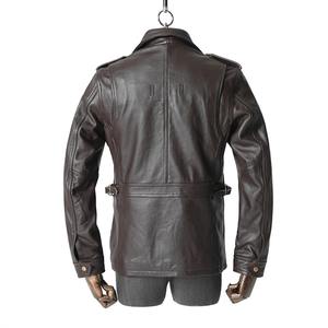 Nueva chaqueta clásica de cuero genuino para caza al aire libre para hombres con tela de lona impermeable y ecológica de talla grande - Product Image 3