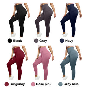Vente en gros de leggings de yoga à taille élastique pour femmes pantalons solides leggings de yoga avec poches - Product Image 5