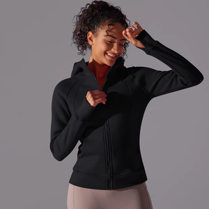 Sudaderas con capucha y cremallera completa para mujer, chaquetas de chándal de entrenamiento, sudaderas con capucha ajustadas para correr con agujeros para los pulgares - Product Image 4