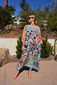 Elegante señoras verano Kaftan Maxi vestido estilo Vintage hendidura manga larga suelta Slim Fit sólido espalda impresión Digital 6XL playa - Product Image 5