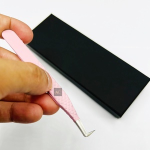 Pince à épiler d'extension de cils en diamant massif à 90 degrés avec logo personnalisé Pointe en fibre durable en acier inoxydable de haute qualité - Product Image 4