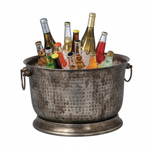 Refroidisseur à vin en métal martelé, seau à glace en métal argenté antique de haute qualité avec poignée, barware, refroidisseur à bière - Product Image 1