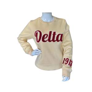Neutre Delta 1913 Manches Chenille Crewneck Sweat Premium Polaire Sororité Vêtements Grec DST Confortable Hiver Avant Personnalisable - Product Image 2