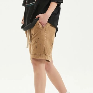 Men's High Quality Vintage Casual Shorts 100% Cotton Acid Wash Custom Embroidery Solid Pattern High Street Style Whole Sale - Product Image 2