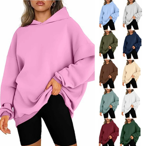 เสื้อฮู้ดโอเวอร์ไซส์ผ้าฟลีซหนานุ่มสำหรับผู้หญิงจาก Xafa Weavings ทรงหลวมไหล่ตก สไตล์สตรีทแวร์สำหรับฤดูหนาว กันลม ระบายอากาศได้ดี - Product Image 1