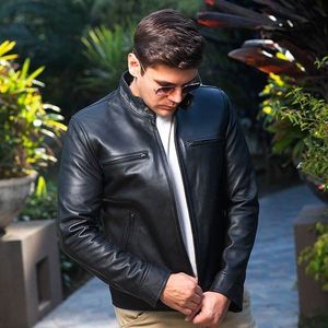 <span class=keywords><strong>Justin</strong></span> uomo elegante giacca di pelle nera - Product Image 3