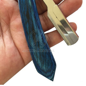 Maquinilla de afeitar de peluquero plegable de borde recto de acero inoxidable de alta precisión mango de madera para aseo profesional estilo cara cuerpo uso - Product Image 6