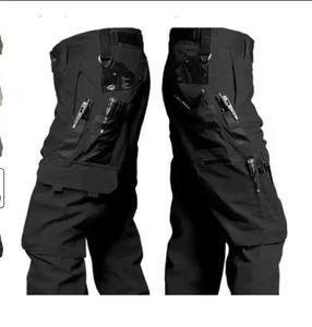 Pantalon de travail décontracté résistant à l'usure 100% polyester imperméable écologique pour homme Pantalon cargo multi-poches droit Fermeture éclair - Product Image 2